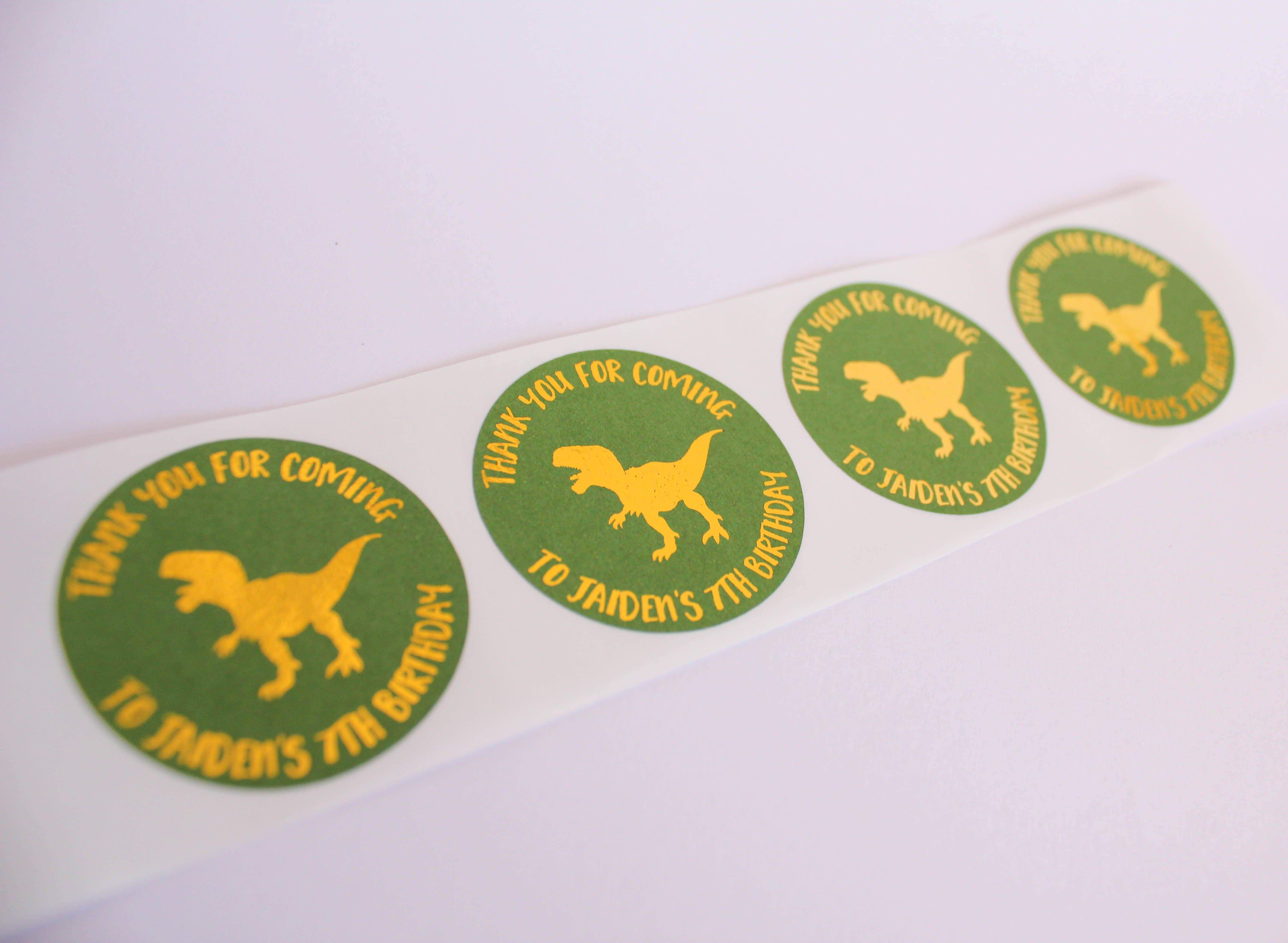 Dinosaur Personalised Foil Stickers – E&L Designs | Custom Foil Stickers