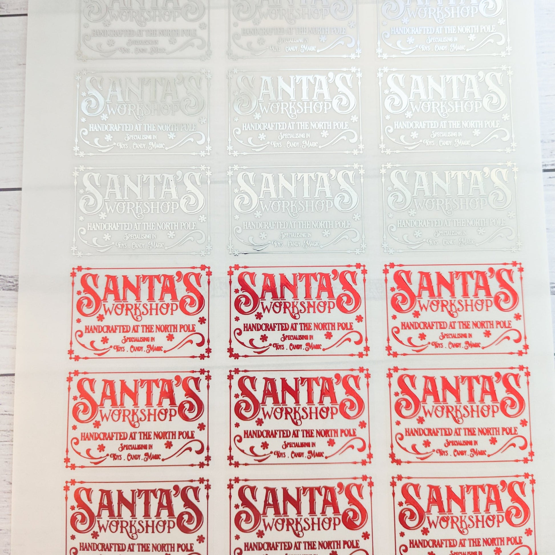 E&L Designs Santa's Workshop Foil Stickers, Clear